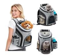 PETCUTE Sac à Dos pour Chien et Chat,Respirant Sacs de Transport pour Animal de Compagnie,Ceinture de Sécurité Interne,Sac de Voyage Réglable pour Sacs à Dos pour Chiot,pour Camping,40 × 28 × 40 cm