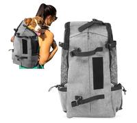 PETCUTE Sac à Dos pour Chien Randonnée Sac a Dos de Transport pour Chat Chien Respirant Double Sac à Dos pour Grands Animaux jusqu'à 16,5 kg Gris