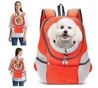 PETCUTE Sac à Dos pour Chien,Respirant Sac à Dos de Transport pour Chien,Sac à Dos de Transport pour Petits Chiens et Chats,Sac de Transport pour Animaux,pour randonnée,Voyage en Plein Air,Orange,M