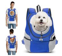 PETCUTE Sac à Dos pour Chien,Respirant Sac à Dos de Transport pour Chien,Sac à Dos de Transport pour Petits Chiens et Chats,Sac de Transport pour Animaux,pour randonnée,Voyage en Plein Air,Bleu,L
