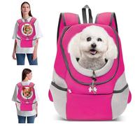 PETCUTE Sac à Dos pour Chien,Respirant Sac à Dos de Transport pour Chien,Sac à Dos de Transport pour Petits Chiens et Chats,Sac de Transport pour Animaux,pour randonnée,Voyage en Plein Air,Rose,M