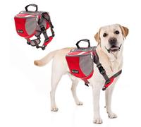 PETCUTE Sac à Dos pour Chiens avec de Grandes Poches,Respirant Sacoche de Harnais pour Chien avec Confortable Poignée,Réfléchissant Sacoche de Selle Sac à Dos pour Chien Moyens & Grands
