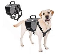 PETCUTE Sac à Dos pour Chiens avec de Grandes Poches,Respirant Sacoche de Harnais pour Chien avec Confortable Poignée,Réfléchissant Sacoche de Selle Sac à Dos pour Chien Moyens & Grands