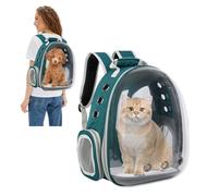 PETCUTE Sac à Dos Transparent pour Chats avec Bulles Sac de Transport ventilé Portable Design Capsule Respirant pour Petits Chats Vert