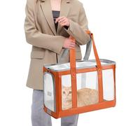 PETCUTE Sac de Transport Chat Chien Chaton Chiot,Respirant Sac Transport Chat avec Sangle de Sécurité Interne,Sac à Bandoulière pour Animaux avec Amovible Tapis en Laine,Jusqu'à 8kg