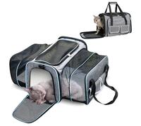 PETCUTE Sac de Transport Chat Chien,Extensible Sac de Transport pour Animal Domestique,Airline Approuvé Caisse de Transport Chat avec Matelas en Peluche Amovible,pour Voyage en Avion/Train/Voiture