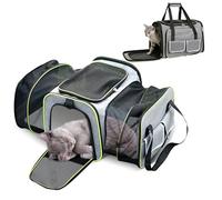 PETCUTE Sac de Transport Chat Chien,Extensible Sac de Transport pour Animal Domestique,Airline Approuvé Caisse de Transport Chat avec Matelas en Peluche Amovible,pour Voyage en Avion/Train/Voiture