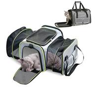 PETCUTE Sac de Transport Chat Chien,Extensible Sac de Transport pour Animal Domestique,Airline Approuvé Caisse de Transport Chat avec Matelas en Peluche Amovible,pour Voyage en Avion/Train/Voiture