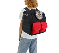 PETCUTE Sac de Transport Chien Chat,Sac à Dos Space Capsule pour Chats Chiens avec Matelas Amovible,Respirant Sac à Dos de Transport Chat avec Bandoulière Réglable pour Voyage,Airline Approuvé