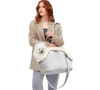 PETCUTE Sac de Transport Chien,Pliable Sac à Bandoulière pour Chiot,Sac de Voyage pour Petits Animaux avec Coussin Amovible,Chaud Sac à Main Chien avec Laisse de Sécurité,pour Voyage