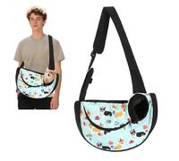 PETCUTE Sac de Transport Chien,Sac à Bandoulière pour Chiot,Réglable Sac de Voyage pour Petits Animaux avec Sangle de Sécurité Interne,Respirant Sacoche Chien Portable pour Marché Extérieur