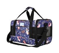 PETCUTE Sac de Transport pour Animal Domestique,Sac de Transport pour Chiens et Chats Pliable avec Poches Latérales,Respirant Sacs de Voyage pour Chat avec Tapis en Peluche,pour Voyage en Avion