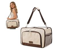 PETCUTE Sac de Transport pour Chat avec roulettes Amovibles, Sac de Voyage Extensible pour Chien,Respirant et Pliable,Caisse de Transport Chat avec Coussin Amovible et Bandoulière Réglable