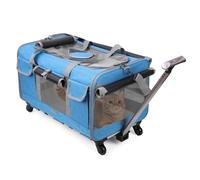 PETCUTE Sac de Transport pour Chien/Chat à roulettes,Pliable Sac de Transport Chats avec Poignée Télescopique,Caisse de Transport Chat en Maille Respirant avec Tapis Amovible,Airline Approuvé