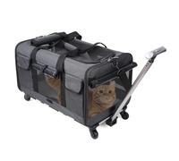 PETCUTE Sac de Transport pour Chien/Chat à roulettes,Pliable Sac de Transport Chats avec Poignée Télescopique,Caisse de Transport Chat en Maille Respirant avec Tapis Amovible,Airline Approuvé