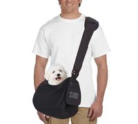 PETCUTE Sac de Transport pour Chien,Main Libres Sac de Transport en Bandoulière pour Chien,Bandoulière Réglable,Sac de Transport Chiot avec Crochet de Collier,Poches de Rangement,Jusqu'à 5kg