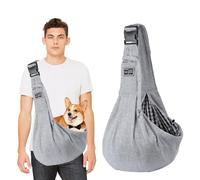 PETCUTE Sac de Transport pour Chien,Réglable Sac à Bandoulière Mains Libres pour Petit Chien,pour Chiens/Chats de Taille Moyenne Jusqu'à 7,5 kg, pour l'extérieur,Les Voyages,Le Métro,Gris
