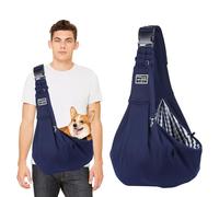 PETCUTE Sac de Transport pour Chien,Réglable Sac à Bandoulière Mains Libres pour Petit Chien,pour Chiens/Chats de Taille Moyenne Jusqu'à 7,5 kg, pour l'extérieur,Les Voyages,Le Métro,Bleu