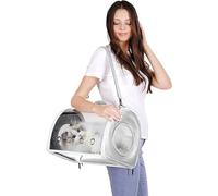 PETCUTE Sac Transport Chat Chien,Caisse de Transport Chat Portable avec Bandoulière Réglable,Transparent Sac de Transport d'animaux pour Chien Chat avec Maille Respirante pour Voyage en Avion/Train