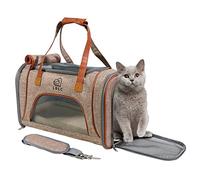 PETCUTE Sac Transport Chat Chien,Caisse de Transport Pliable Chat avec Matelas en Peluche Amovible,Airline Approuvé,Réfléchissant,Caisse de Transport Chat avec Bandoulière Réglable,Gingembre