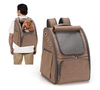 PETCUTE Sac Transport Chat Chiots Sac à Dos Petit Chien Sac à Dos pour Animaux Respirant Pliable Sac de Chat Chien Marron