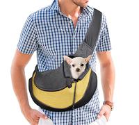 PETCUTE Sac Transport Chien Chat Sac Bandoulière pour Petit Animal Domestique Sécuritaire Sac en Toile Transport Chat Jaune M