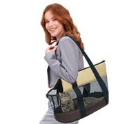 PETCUTE Sacs de Transport bandoulière pour Chiens,Mains Libres Sac à Main en Maille pour Animal Domestique,Sac de Transport pour Chat Chien avec Bandoulière,Sangle de Sécurité Interne,Jusqu'à 5kg