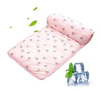 PETCUTE Tapis de Refroidissement pour Chien Chat,Lit Rafraîchissant Chien avec Oreiller,Tapis de Refroidissement en Soie Glacée pour Chiens avec Fond Antidérapant,Coussin pour Niche/Canapé/Lit/Sol