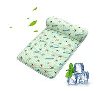 PETCUTE Tapis de Refroidissement pour Chien Chat,Lit Rafraîchissant Chien avec Oreiller,Tapis de Refroidissement en Soie Glacée pour Chiens avec Fond Antidérapant,Coussin pour Niche/Canapé/Lit/Sol