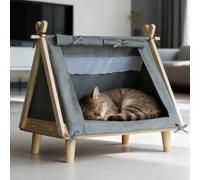 PETCUTE Tente de Tipi pour Chien,Pliables Maison pour Chat avec Coussin Lavable et Amovible,Niche Chien et Chat Intérieur Tente de Jeu pour de Compagnie,Gris