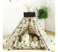 PETCUTE Tente Tipi pour Animaux de Compagnie,Niches pour Chiens avec Coussin Amovible et Lavable,Maisons pour Chat avec Poteaux en Bois,Tente Tipi Portable pour Chiens et Chats,S