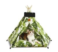 PETCUTE Tente Tipi pour Animaux de Compagnie,Niches pour Chiens avec Coussin Amovible et Lavable,Maisons pour Chat avec Poteaux en Bois,Tente Tipi Portable pour Chiens et Chats,L