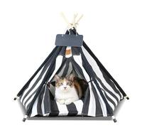 PETCUTE Tente Tipi pour Animaux de Compagnie,Niches pour Chiens avec Coussin Amovible et Lavable,Maisons pour Chat avec Poteaux en Bois,Tente Tipi Portable pour Chiens et Chats,S