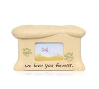 PETCUTE Urne pour Animaux de Compagnie Personnalisé,Urne pour Cendres de Chien en Résine avec Cadre Photo, Souvenir de Cendres,Urnes pour Chat,Jaune