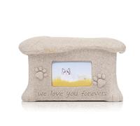 PETCUTE Urne pour Animaux de Compagnie Personnalisé,Urne pour Cendres de Chien en Résine avec Cadre Photo, Souvenir de Cendres,Urnes pour Chat,Marbré