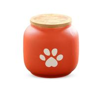 PETCUTE Urne pour Chat,Urne pour Cendres de Chien, Urnes de Crémation pour Animal de Compagnie, Urnes en Céramique pour Cendres de Chien,Boîte Souvenir Commémorative,Rouge orangé,500ML