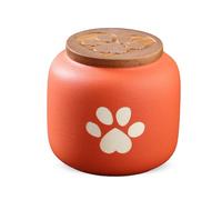 PETCUTE Urne pour Chat,Urne pour Cendres de Chien, Urnes de Crémation pour Animal de Compagnie, Urnes en Céramique pour Cendres de Chien,Boîte Souvenir Commémorative,Rouge orangé,180ML