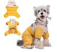 PETCUTE Veste d'hiver pour Chien,Manteau Coupe-Vent pour Chiens avec Anneau en D Durable,Imperméable, Manteau d'hiver pour Chien,Lavable,Fermeture à Bouton,pour Petits,Moyens Chiens,Jaune,XL