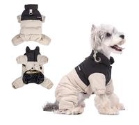PETCUTE Veste d'hiver pour Chien,Manteau Coupe-Vent pour Chiens avec Anneau en D Durable,Imperméable, Manteau d'hiver pour Chien,Lavable,Fermeture à Bouton,pour Petits,Moyens Chiens,Beige,L