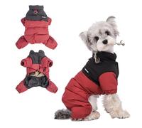 PETCUTE Veste d'hiver pour Chien,Manteau Coupe-Vent pour Chiens avec Anneau en D Durable,Imperméable, Manteau d'hiver pour Chien,Lavable,Fermeture à Bouton,pour Petits,Moyens Chiens,Rouge,L