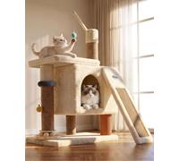 PetDance Petit arbre à chat tout-en-un de 94 cm pour chats d'intérieur | Tour à chat peu encombrante avec niche confortable, perchoir de fenêtre pour chat, griffoir en sisal, jouet interactif sur