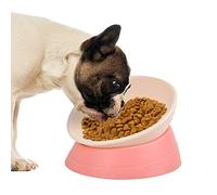 Petdoer Gamelle inclinée surélevée et inclinée pour bouledogue - Antidérapante - Anti-déversement - Pour chiens à visage plat, français, carlin, chat, chiot, Shih Tzu - Rose