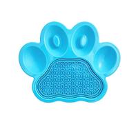 PetDreamHouse Paw Feeder Gamelle interactive et Tapis à lécher Amovible pour Chiens, Chiots ou Chats Assiette de friandises Contrôle de l'alimentation Rapide Anti-ballonnements Bleu