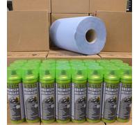 Petec 24x Nettoyant pour Freins Nettoyeur Dégraissant 500ml + Rouleau de Tissu