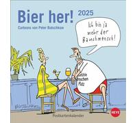Peter Butschkow: Bier her Postkartenkalender 2025: Der lustige Kalender für Bierliebhaber, mit Butschkow-Cartoons zum Sammeln und Verschicken. Kleiner Tischkalender im Format 16 x 17 cm