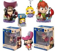 Peter Fly & Hook Disneyland Resort Attractions Figure Peter Pan's Flight Captain Mini Theme Park Ride Bundled with Anniversary Trading Collector Cards Pack 2 Items