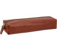 Peter Leather Pencil Case Round Leather Pencil Case, Brown, Retro