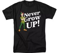 Peter Pan - "Never Grow Up" T-shirt pour homme TV2183 (XXL) (Noir)