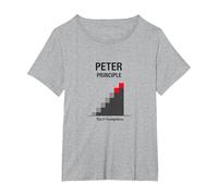 Peter Peter Principe : Rise to Incompétence Graphic T-Shirt, Femme Grandes Tailles, Gris Chiné, 5X