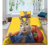 Peter Rabbit 2 3D Parure De Lit Anime Literie Taies d'oreiller Quilt Housse De Couette Enfant Single Motif Imprimé 3D Hypoallergénique Single（135x200cm）